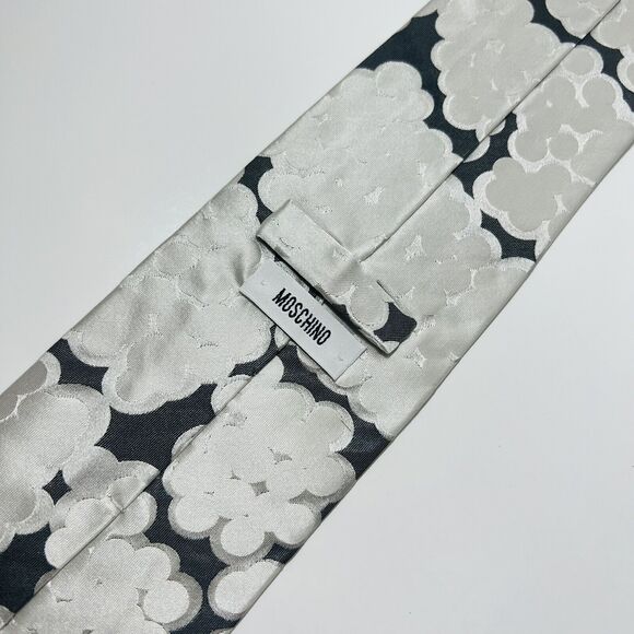 MOSCHINO Gray,White&Silver Abstract Designer Silk Tie 58x3.5” NWOT Modern
